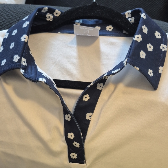 Women's Sleeveless Polo Shirt - White and Navy - L - Picture 6 of 7